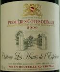 Château les Hauts de l'Espérance Premières Côtes des Blaye 2000