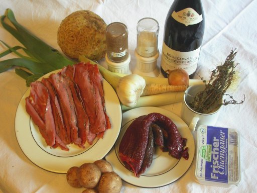 Ingredients for the roulades