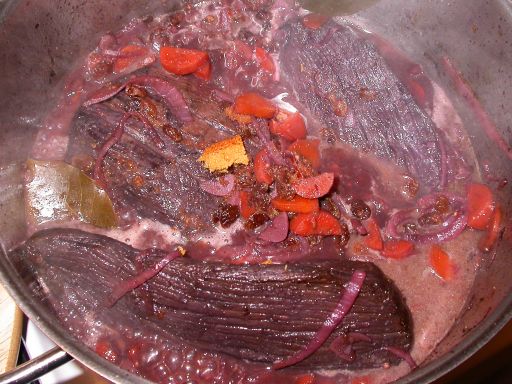 Fry meat with other ingredients